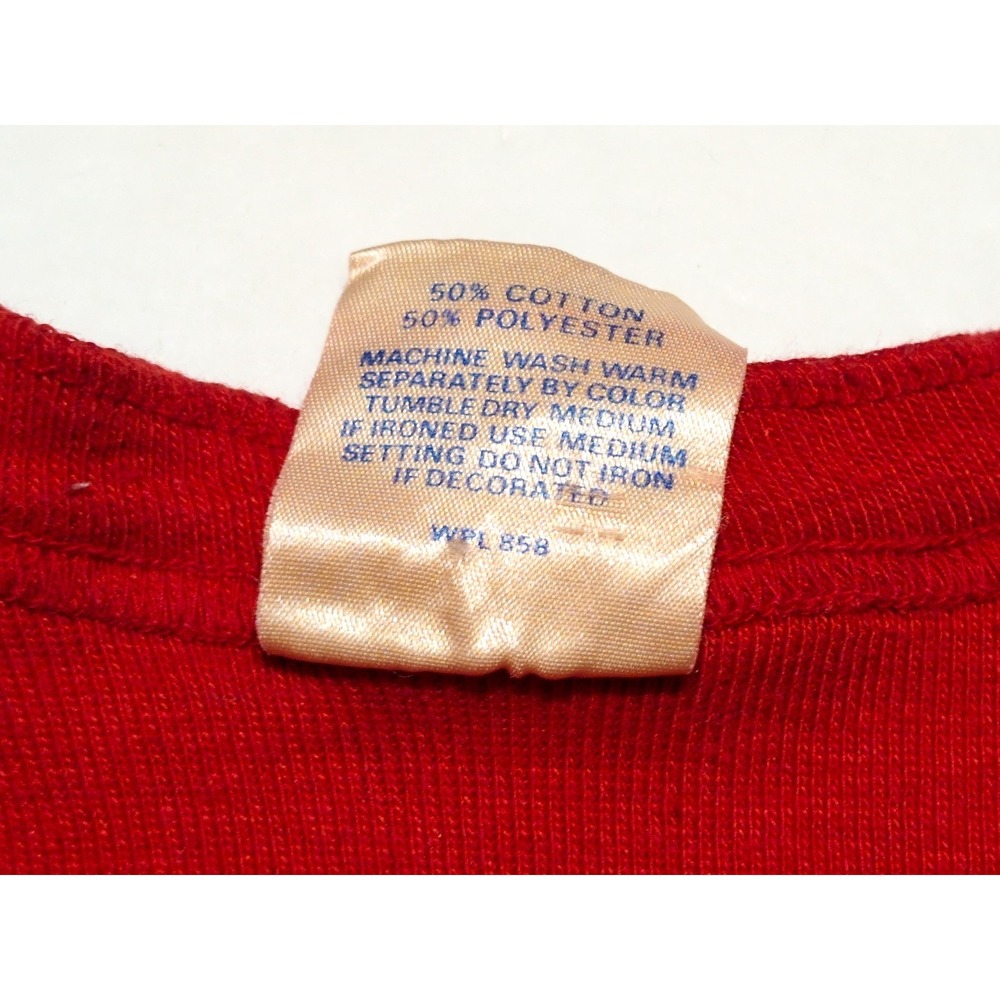 Vintage HEALTHKNIT Long Sleeve Henley Shirt Made USA Red XL (but Small Fit) - Picture 3 of 9